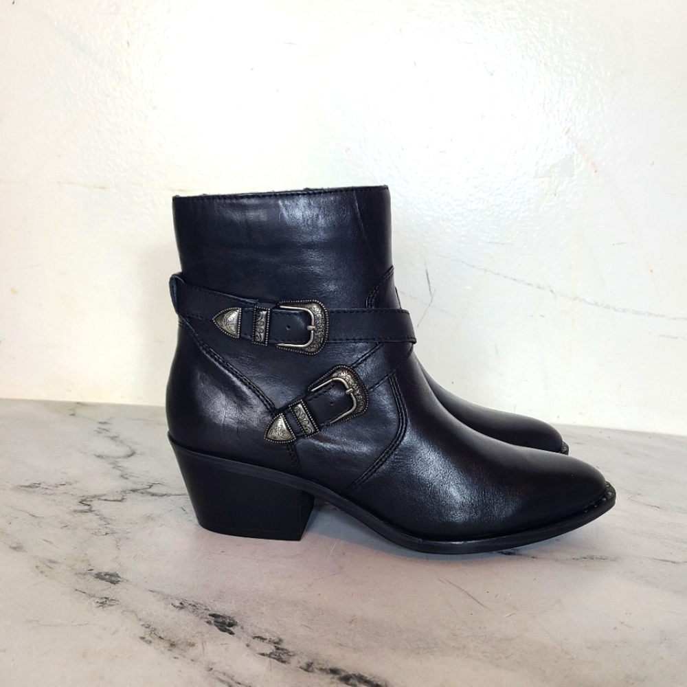 Patricia Nash Sandra Black Leather Bootie 6.5